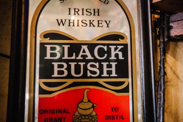 An old Black Bush Irish whiskey sign